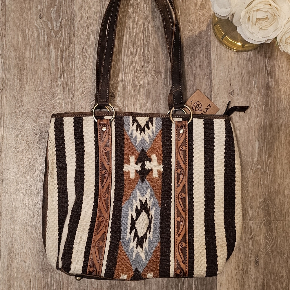 Ariat Woven Southwestern Saddle Blanket Tote Bag